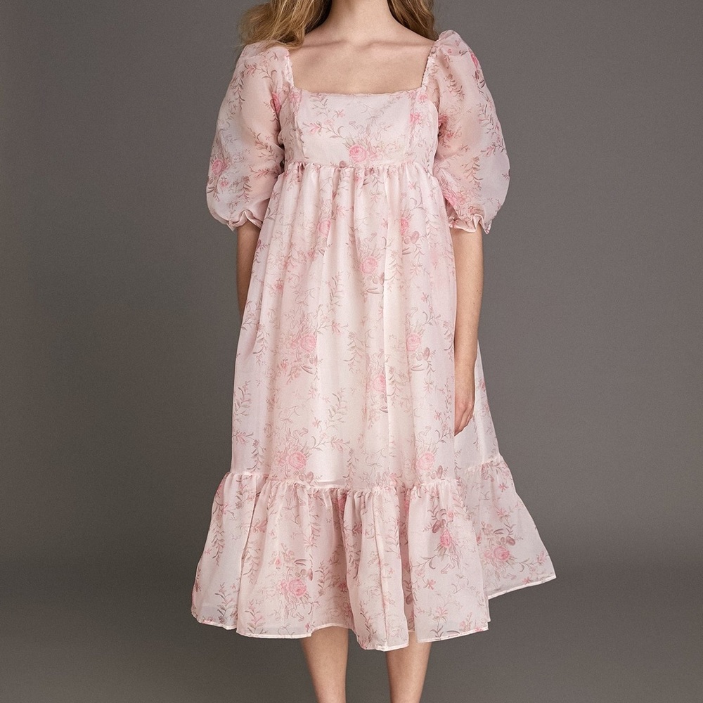 midi floral tulle dress